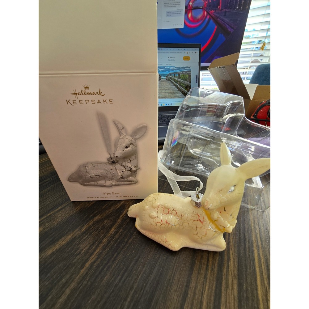 Hallmark Keepsake New Fawn Christmas Ornament 2010 JoanneEschrich Glass Deer Box